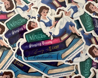 Pegatina de vinilo de Bella y la Bestia: Calcomanía para amantes de los libros