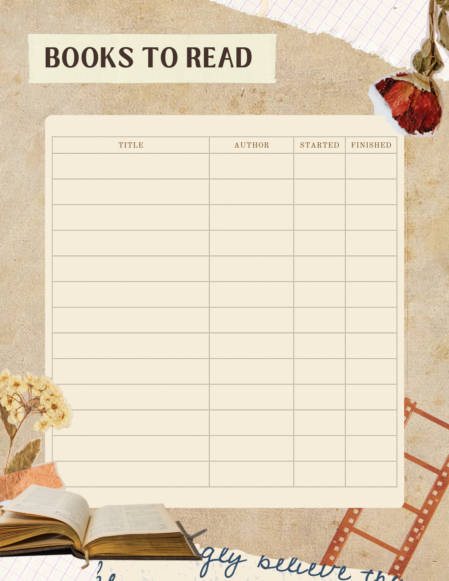 Reading Journal Template, Book Tracker Printable, Reading Planner ...