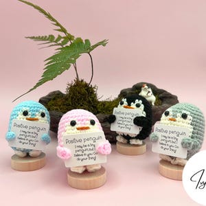 3PCS Emotional Support Gift | Handmade Crochet Penguin | Cute Penguins in Pink/Gray/Black/Blue | Positive Energy Gift | Funny Decor Gift