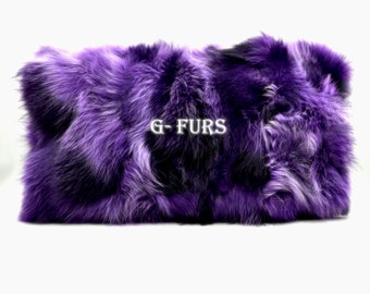 Funda de almohada/cojín de piel de zorro violeta real de lujo