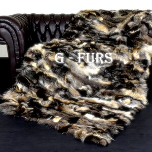 Luxury Real Finnraccoon Fur Throw Blanket