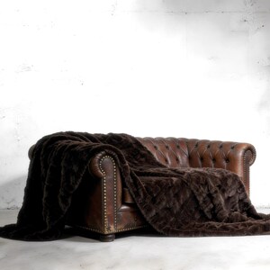 Luxury Real Double Sided Brown Rex Rabbit Fur Throw Blanket