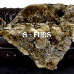 Luxury Real Khaki Coyote Fur Throw Blanket