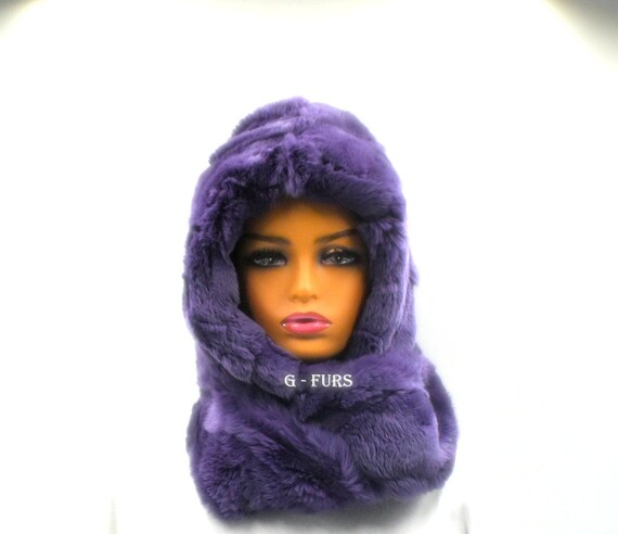 Plush Purple Faux Fur Hooded Scarf Hood Scarf Purple Dream Soft Fur – BELIEVE by tuula rossi main image 2