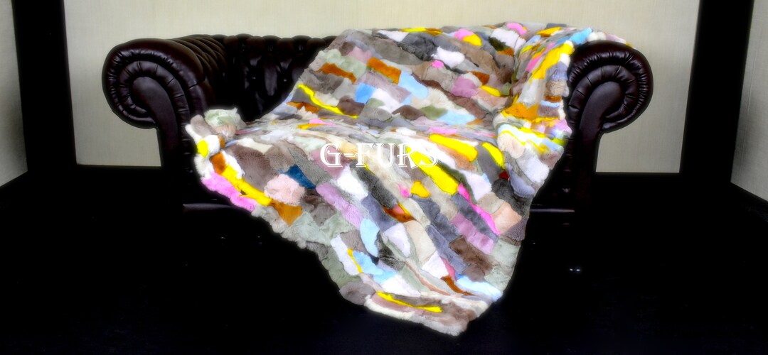 Luxury Real Double Sided Multicolour Rex Rabbit Fur Throw Blanket - Etsy