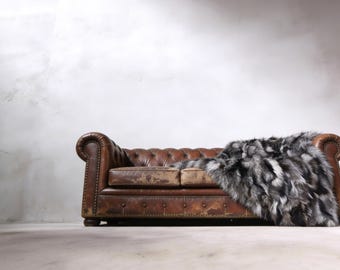 Luxury Real Silver Frost Fox Fur Throw Blanket
