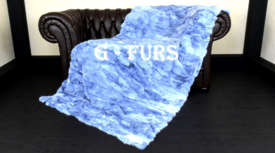 Luxury Real Royal Blue Rex Rabbit Fur Throw Blanket - Etsy