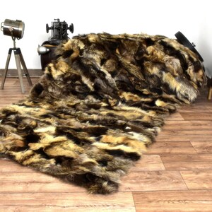 Luxury Real Finnraccoun Fur Throw Blanket