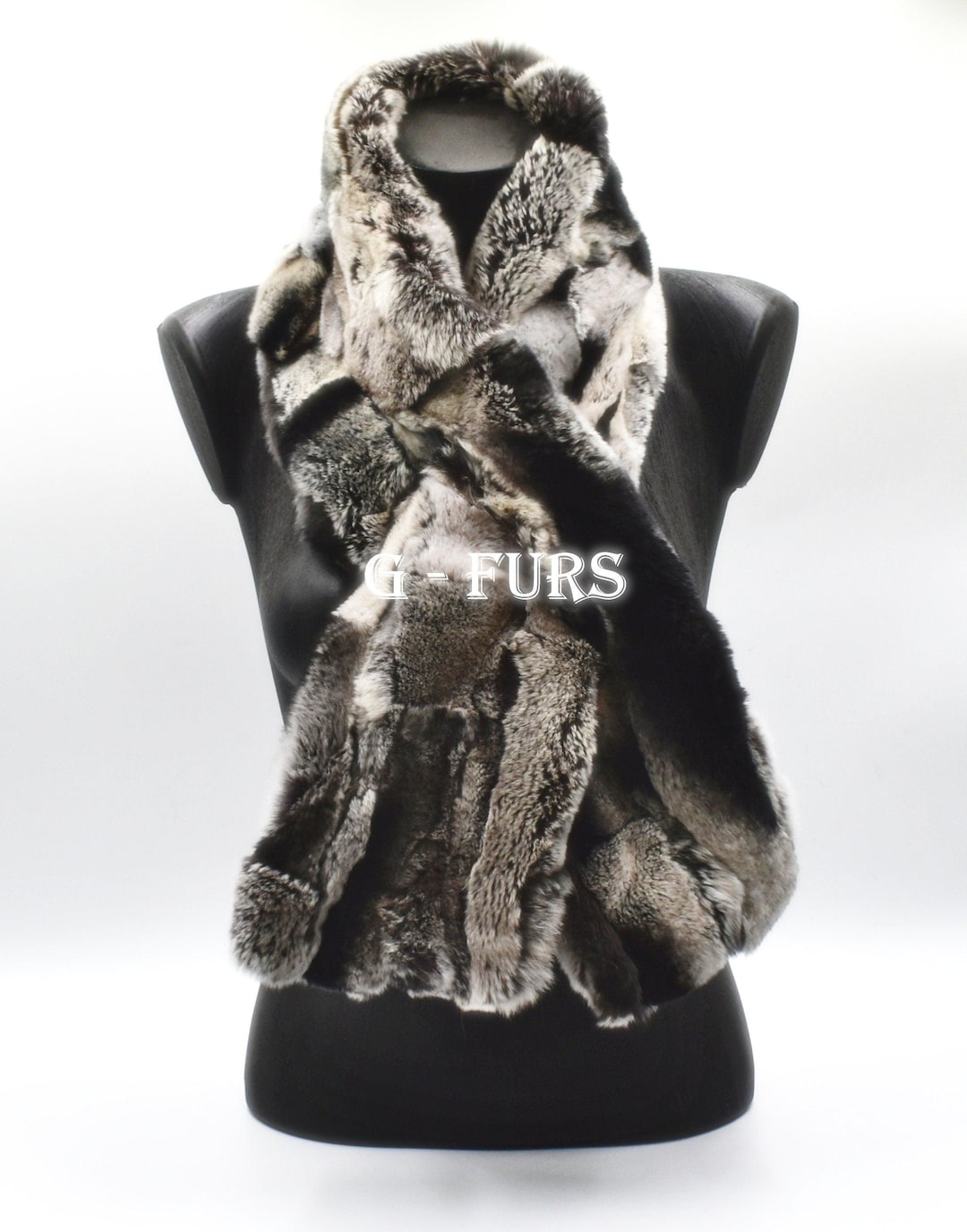 Luxury Rex Rabbit Fur Scarf in Chinchilla - Super Warm and Super Soft ...