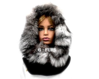 Luxury Silver Fox Fur Neck Warmer – Soft Winter Collar