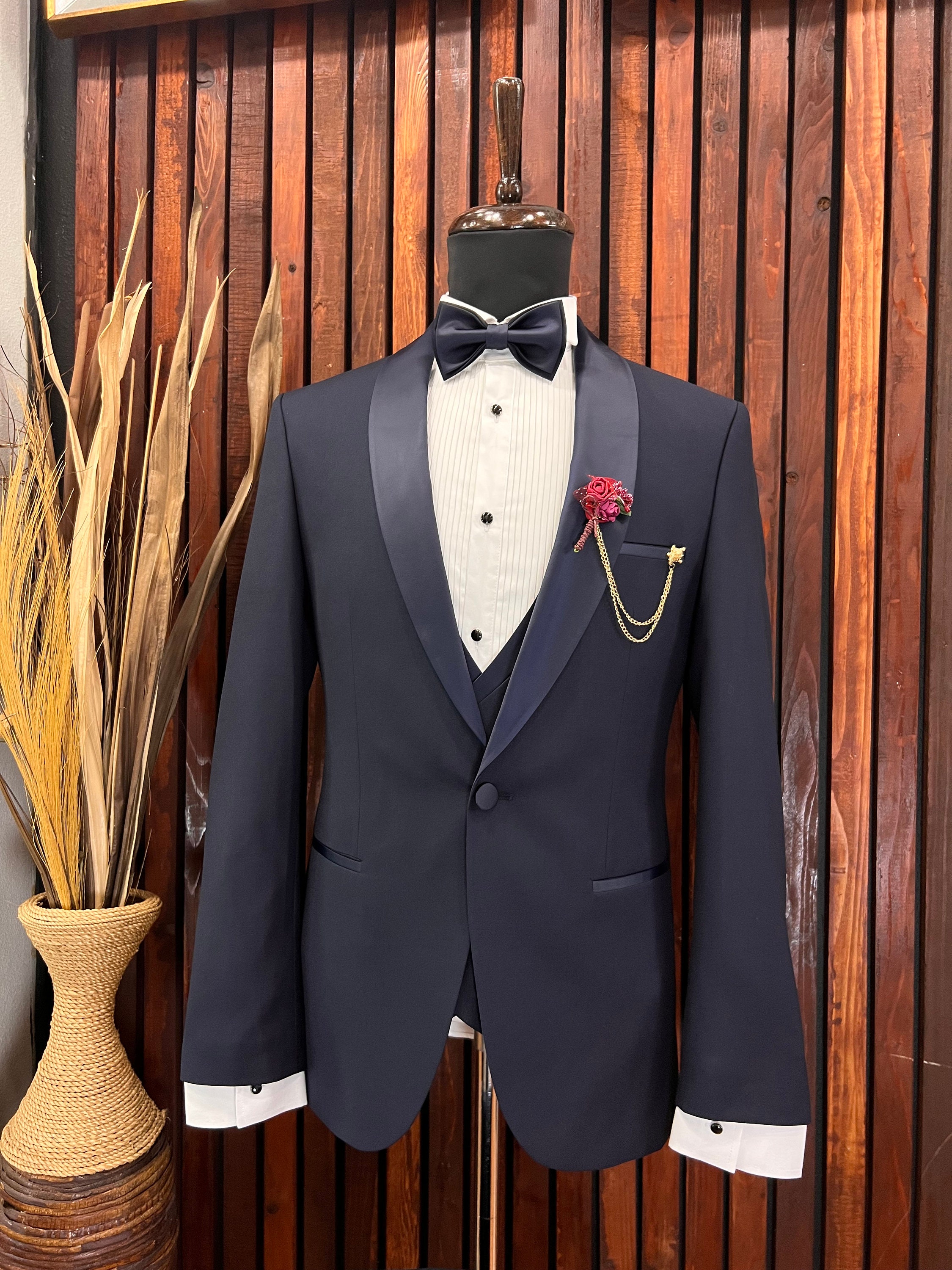 Mens Navy Blue Tuxedo Shawl Lapel Premium Quality Slim Fit Tuxedo Etsy Canada