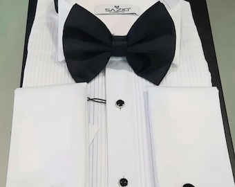 Men’s White Pleated Tuxedo Shirt