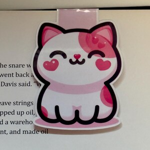 Cute Cat Magnetic Bookmark, Heart Bookmarks, Bookmarks for Women, Gift for Her, Bookish Gift, Page Saver, Cat Lover Gifts, Book Accessories