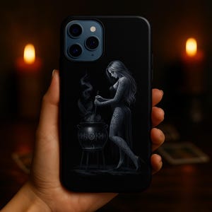 Tattooed Witch Phone Case: Gothic Occult Cauldron Art