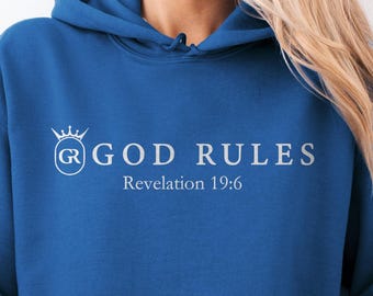 Sudadera con capucha "Dios gobierna", sudadera cristiana, Cristo es Rey, sudadera de fe con versículo bíblico, camiseta de Jesús, ropa de iglesia cristiana basada en la fe.