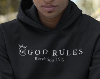Sudadera con capucha "Dios gobierna", sudadera cristiana, Cristo es Rey, sudadera de fe con versículo bíblico, camiseta de Jesús, ropa de iglesia cristiana basada en la fe.