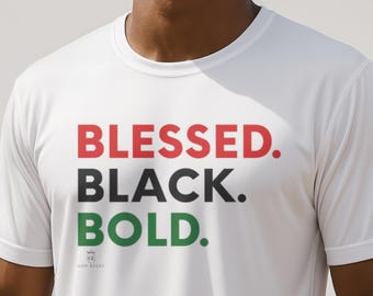 Camiseta cristiana negra bendecida y audaz, camiseta de orgullo negro, camiseta de historia negra, camiseta negra y audaz, camiseta cristiana de entrenamiento, camiseta basada en la fe