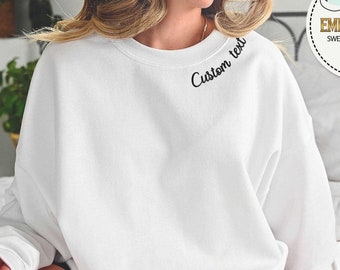 Custom Text Embroidered Sweatshirt, Personalized Embroidery Name Hoodie, Customized Mama Outfit, Personalized Women Clothing, Custom Gifts