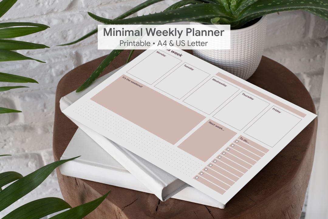 Minimal Weekly Planner Printable, A4 & US Letter PDF, Aesthetic Simple ...