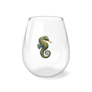 Seahorse Branded Stemless Wine Glass, 11.75oz