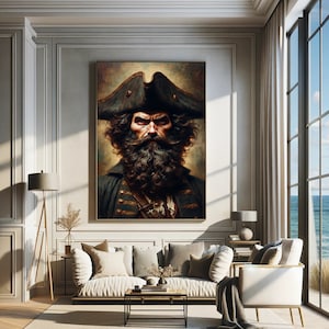 Portrait of the Legendary Blackbeard by Xander Saleh - Canvas Print - Multiple Sizes Available