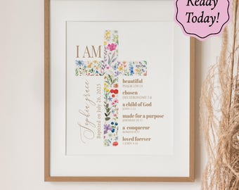 First Communion Gift for Girls, Personalized Baptism Gifts for Girls,   Communion bible verse cross Gift, Communion Gift for Girls