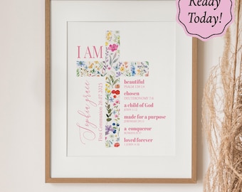 First Communion Gift for Girls, Personalized Baptism Gifts for Girls,   Communion bible verse cross Gift, Communion Gift for Girls