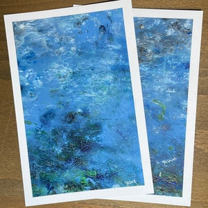 Serenity (set van 2): originele handgeschilderde notitiekaarten met abstracte kunst