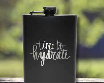 Custom Engraved Black Flask: 8oz Stainless Steel Groomsman Gift