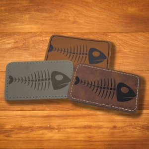 Fish Bones Laser Engraved Hunter Patch Leatherette Patch