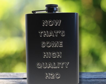 Custom Engraved Black Stainless Steel Flask: Groomsman Gift (8OZ)