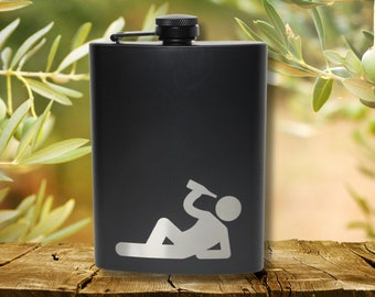 Custom Engraved Black Stainless Steel Flask: Groomsman Gift
