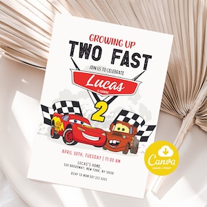 Editable Cars Birthday Party Invitation Cars Lightning Birthday Invite McQueen Birthday Party Invitation Boy Birthday Party Invite Car Party