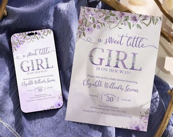 Editable Digital Baby Shower Invitation | Customizable Design | Instant Download Baby Celebration Invite Baby Girl