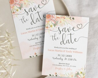 Editable Save The Date Template, Editable Digital Wedding Save the Date | Customizable Elegance for Your Special Day