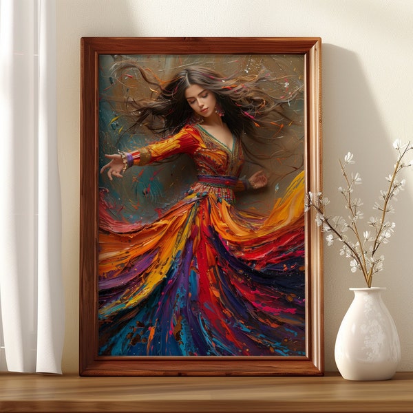 Authentic Turkish Dance - Vibrant Kaftan Oil Painting. Traditional Impasto Art, Cultural Heritage Decor. Digital Art.