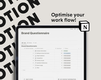 Notion Brand Questionnaire Template for Freelance Designers