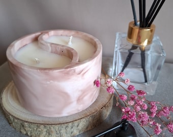 Handgefertigte Sojawachskerze, Jesmonite Gefäß, Duftkerze, Tolle Geschenkidee für Freund