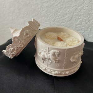 Carousel Candle Jar, Handmade Jesmonite Vessel,  Carousel Horse Decor, Gift Idea For Homedecor