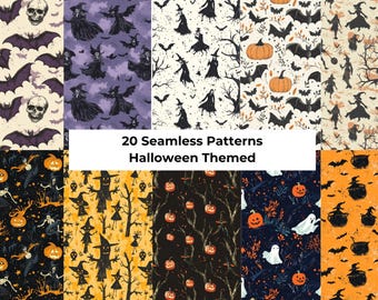 Halloween Seamless Digital Paper | Halloween Digital Patterns | 20 Instant Downloads