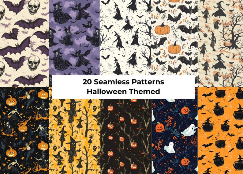 Halloween Seamless Digital Paper Halloween Digital Patterns 20 Instant ...
