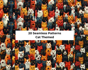 Cat Seamless Digital Paper | Cat Digital Patterns | 20 Instant downloads