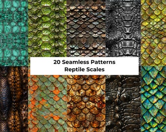 Reptile Scales Seamless Digital Paper | Reptile Scales Digital Patterns | 20 Instant Downloads