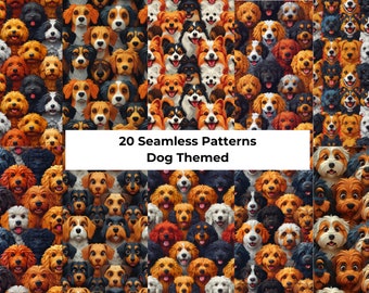 Dog Seamless Digital Paper| Dog Digital Patterns | 20 Instant Downloads