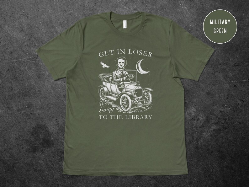 Edgar Allan Poe Library Shirt, Booklover Poet Shirt, Edgar Allen Poe Literature Shirt, Bookstagram Booktok Merch, Dark Academia Bookish Gift image 5