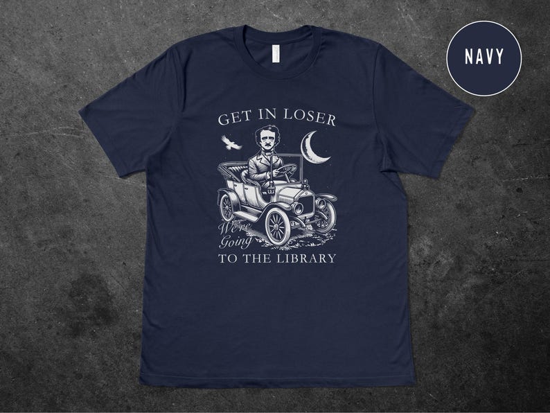 Edgar Allan Poe Library Shirt, Booklover Poet Shirt, Edgar Allen Poe Literature Shirt, Bookstagram Booktok Merch, Dark Academia Bookish Gift image 3