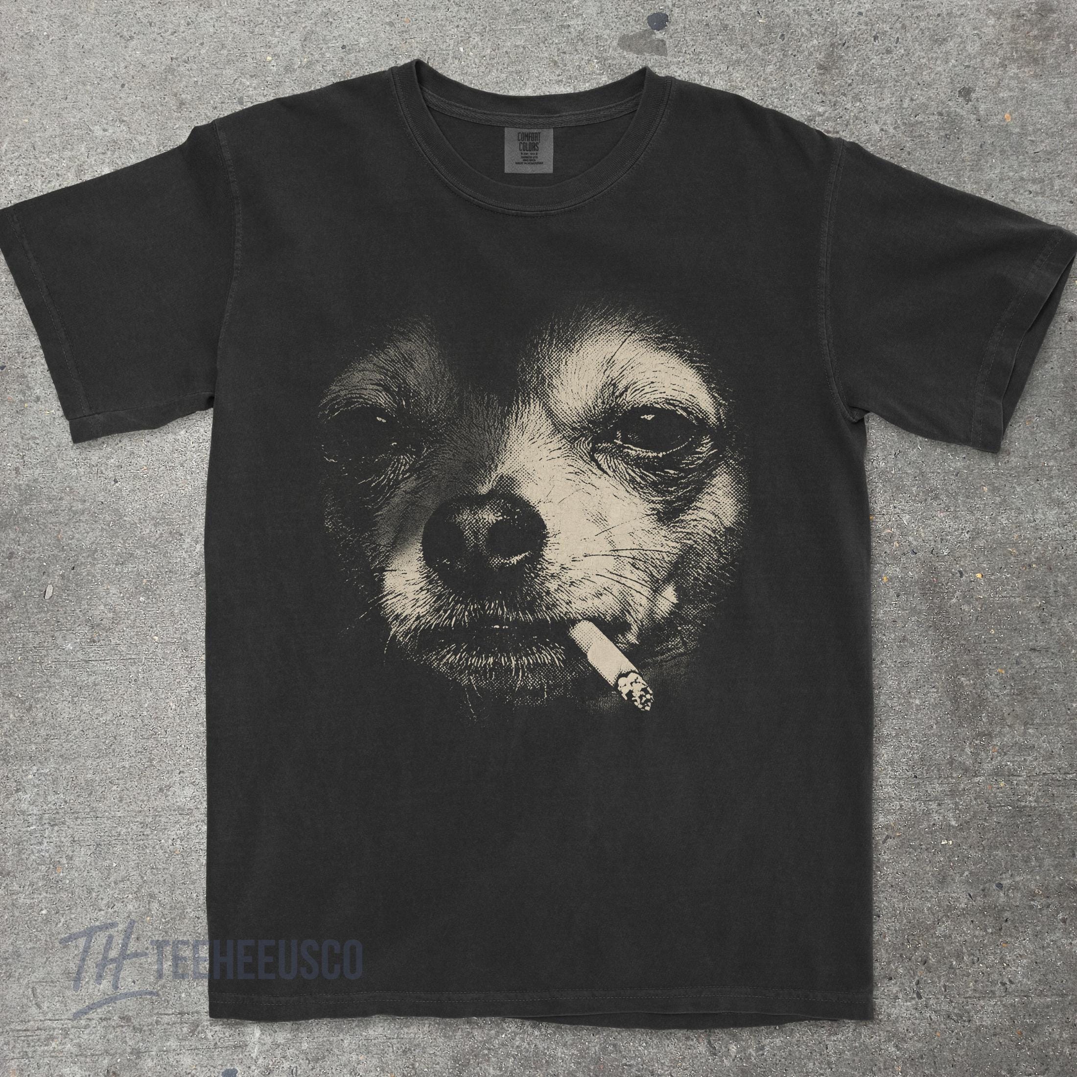 dog smoking a cigarette shirt Smoking Chihuahua Shirt, Vintage Y2K Grunge Dog Graphic Tee, Funny Dog Face  Shirt, Comfort Colors® Edgy Meme T Shirt, Gift for Dog Lovers