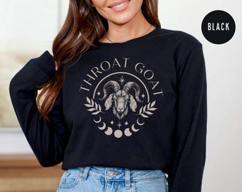 Throat Goat Long Sleeve, Inappropriate Shirts, Embarrassing Meme Unhinged Shirts, Funny Gag Gift White Elephant, Shirt Exchange Prank Gifts