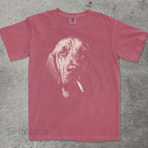 Bloodhound Smoking Shirt, Cursed Dog Meme Tee, Vintage Graphic Comfort Colors | Dark Humor, Unhinged Funny Dog Shirt, Deadpan Sad Dog Gift Brick