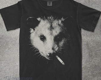 Smoking Opossum Shirt, Vintage Y2K Grunge Possum Graphic Tee, Funny Opossum Face Shirt, Comfort Colors Edgy Meme T Shirt, Opossum Lover Gift